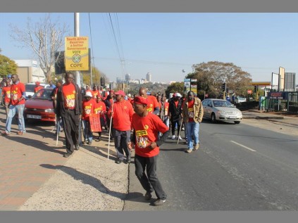 Numsa members take to the streets of Wynberg and Alexandra on a wage strike.