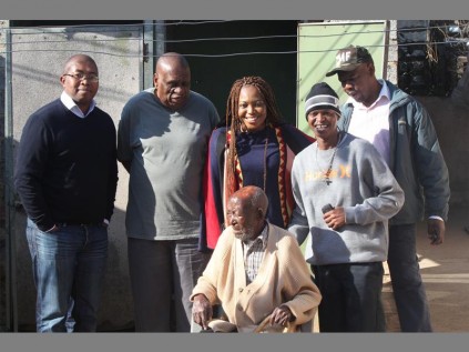 JOHANNES Nkosi with his good samaritans Thembelani Tukwayo of Casnbuild, his son-in-law Thabiso Mokoena, Alex songstress Nkiyase Mondlana, Soweto musician Mandla Spikiri and Joe Ndlovu, a yard mate of the Nkosis.