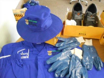 A SET of protective clothing donated to food garden co-operatives in Region E by the Department of Co-operative Governance and Traditional Affairs.