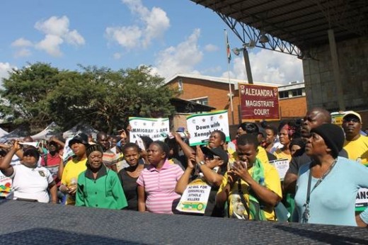 Alex residents protest outside the Alex court