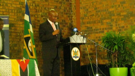 Johannesburg Executive Mayor Parks Tau speaks at a memorial service for Emmanuel Jossias in Alexandra.