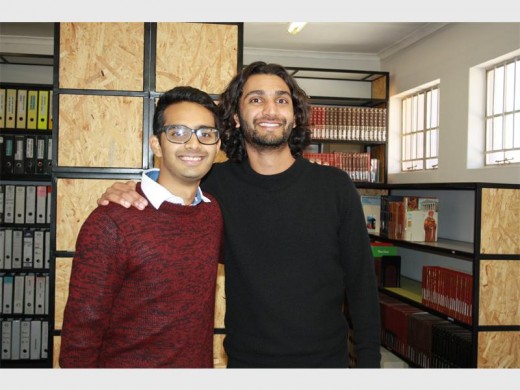 THE Presto Books pair of Shivad Singh and Fuaad Coovadia pose for a picture before rushing out to another presentation in a different class at Realogile High School.